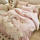 GobekUsa Flowers Lace Ruffles Princess Wedding Bedding Set 1000TC Egyptian Cotton Collection