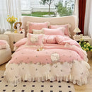 GobekUsa Flowers Lace Ruffles Princess Wedding Bedding Set 1000TC Egyptian Cotton Collection