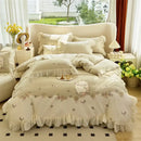 GobekUsa Flowers Lace Ruffles Princess Wedding Bedding Set 1000TC Egyptian Cotton Collection