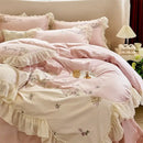 GobekUsa Flowers Lace Ruffles Princess Wedding Bedding Set 1000TC Egyptian Cotton Collection