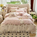GobekUsa Flowers Lace Ruffles Princess Wedding Bedding Set 1000TC Egyptian Cotton Collection