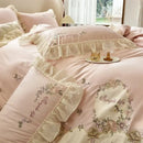GobekUsa Flowers Lace Ruffles Princess Wedding Bedding Set 1000TC Egyptian Cotton Collection
