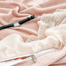 GobekUsa French Lace Ruffles Princess Wedding Bedding Set, Velvet Fleece Duvet Cover Set