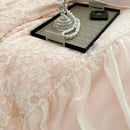 GobekUsa Pink French Princess Bedding Set, Queen Size, Soft & Cozy with Lace Ruffles
