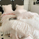 GobekUsa Pink French Princess Bedding Set, Queen Size, Soft & Cozy with Lace Ruffles