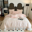 GobekUsa Pink French Princess Bedding Set, Queen Size, Soft & Cozy with Lace Ruffles