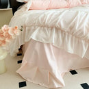 GobekUsa Pink French Princess Bedding Set, Queen Size, Soft & Cozy with Lace Ruffles