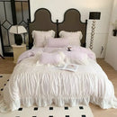 GobekUsa Pink French Princess Bedding Set, Queen Size, Soft & Cozy with Lace Ruffles