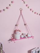 GobekUsa Pink/Green Wooden Wall Shelf for Kids Room
