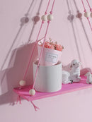 GobekUsa Pink/Green Wooden Wall Shelf for Kids Room