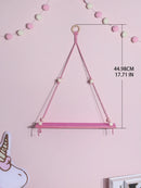 GobekUsa Pink/Green Wooden Wall Shelf for Kids Room