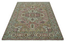 Pink, Ivory and Olive Hand Knotted Traditional Custom Made Size wool Rug