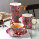 GobekUsa Jungle Animals Bone China Coffee Mug Set for Tea Lovers and Office Use