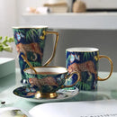 GobekUsa Jungle Animals Bone China Coffee Mug Set for Tea Lovers and Office Use