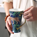 GobekUsa Jungle Animals Bone China Coffee Mug Set for Tea Lovers and Office Use