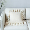 Pink knit cushion cover with tassels living room pillow case by Decorbites