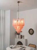 Pink Layered Dewdrop Glass Chandelier