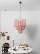 Pink Layered Dewdrop Glass Chandelier
