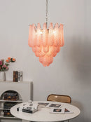 Pink Layered Dewdrop Glass Chandelier