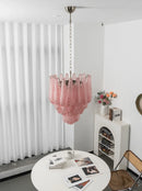 Pink Layered Dewdrop Glass Chandelier