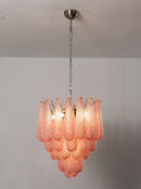 Pink Layered Dewdrop Glass Chandelier