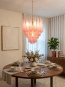 Pink Layered Dewdrop Glass Chandelier