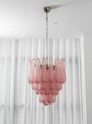 Pink Layered Dewdrop Glass Chandelier