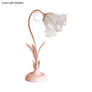 GobekUsa Korean Opal Glass Pink Lily Table Lamp - Elegant Nightstand Light for Single Bedrooms
