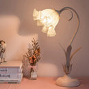 GobekUsa Korean Opal Glass Pink Lily Table Lamp - Elegant Nightstand Light for Single Bedrooms