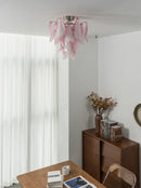 Pink Lotus Textured Glass Ceiling Lamp
