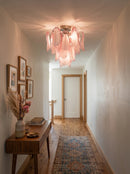 Pink Lotus Textured Glass Ceiling Lamp