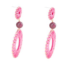 Pink Magenta Dreams Round Golden Earrings