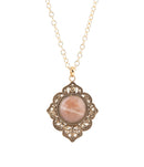 Pink Moonstone Golden Pendant Necklace