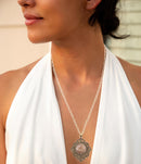 Pink Moonstone Golden Pendant Necklace