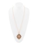 Pink Moonstone Golden Pendant Necklace