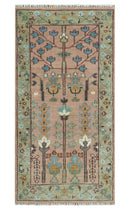 Pink Olive Beige Hand Knotted Wool Rug Traditional Persian Heriz