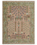 Pink Olive Beige Hand Knotted Wool Rug Traditional Persian Heriz