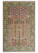Pink Olive Beige Hand Knotted Wool Rug Traditional Persian Heriz