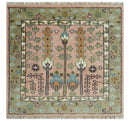 Pink Olive Beige Hand Knotted Wool Rug Traditional Persian Heriz