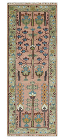Pink Olive Beige Hand Knotted Wool Rug Traditional Persian Heriz
