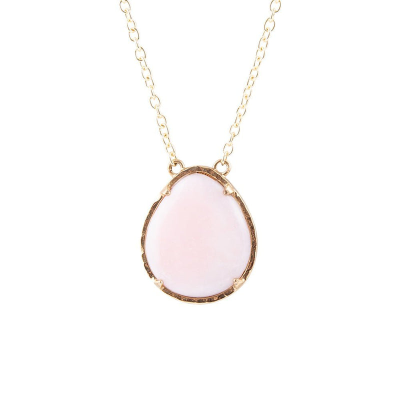Pink Opal Teardrop Golden Necklace