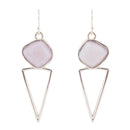 Pink Opal and Sterling Silver Triangle Earrings