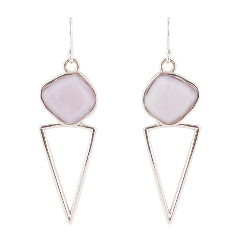 Pink Opal and Sterling Silver Triangle Earrings