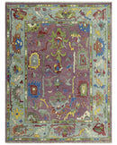 Pink and Blue Wool Oushak Area Rug - Hand Knotted Traditional by The Rug Decor