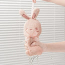 Pink plush cartoon rabbit hand towel for bathroom and kitchen by Decorbites