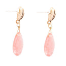 Pink Quartz Golden Lotus Drop Earrings