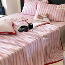 GobekUsa Cool Lyocell Fiber Striped Summer Blanket Set with Pillowcase