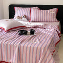 GobekUsa Cool Lyocell Fiber Striped Summer Blanket Set with Pillowcase