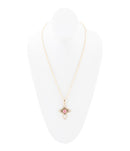 Pink Rhodonite Golden Cross Pendant Necklace