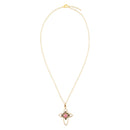 Pink Rhodonite Golden Cross Pendant Necklace